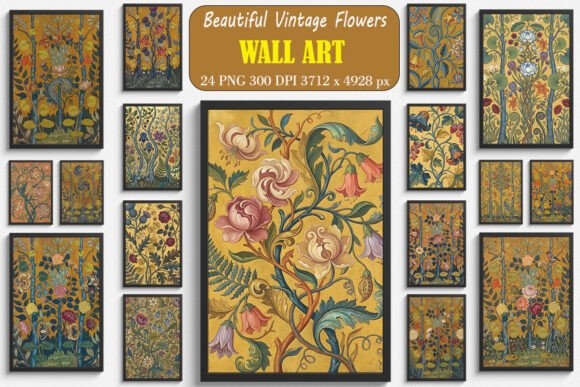 Beautiful Vintage Flowers Wall Arts Graphics