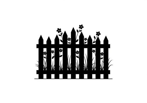 Black Fence with Flowers Graphics for Local Branding