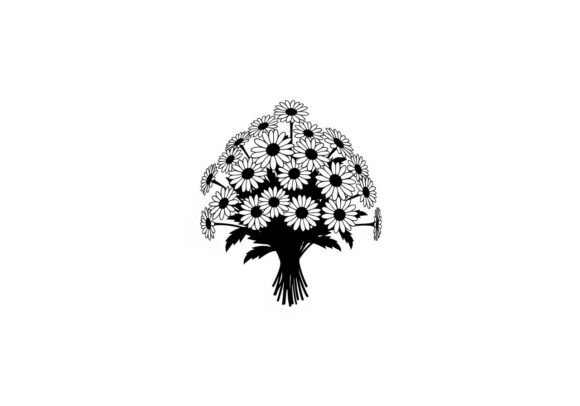 Black Silhouette Bouquet Graphics for Crafting