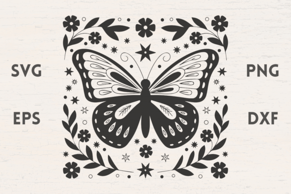 Butterfly Illustration with Flowers and Graphics