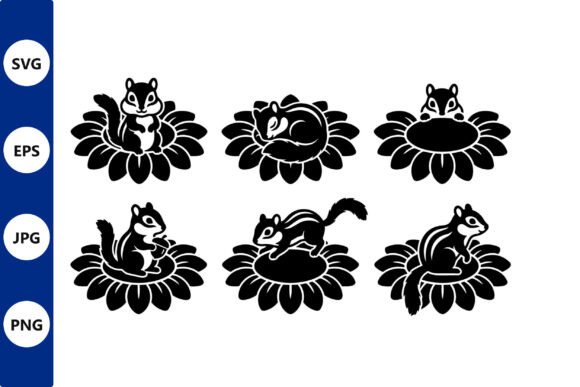 Chipmunks on Lotus Flowers Graphics