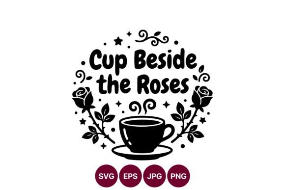 Cup Beside the Roses Coffee Cup Vector