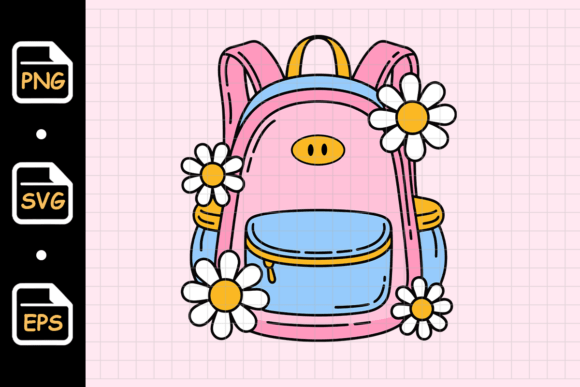 Cute Pink Backpack with Flowers