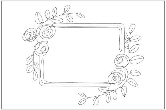 Elegant Roses Botanical Line Art Graphics