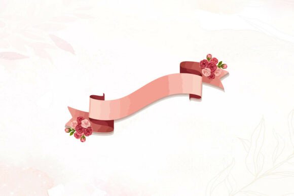 Elegant Wavy Ribbon and Roses Embroidery Design