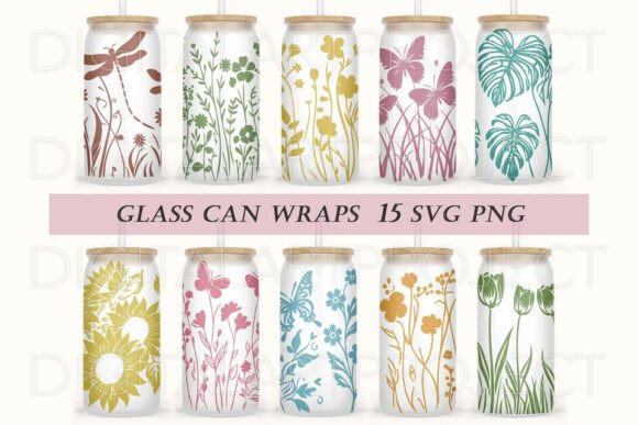 Flowers Can Glass Wrap Bundle Daisy Graphics