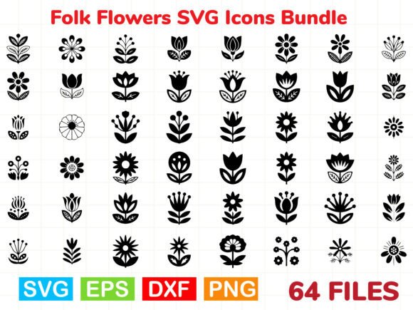 Folk Flowers SVG Icons Bundle for Modern Branding