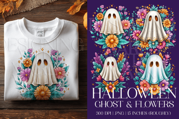 Ghost Flowers Sublimation PNG Graphic S1: A Versatile Design Asset