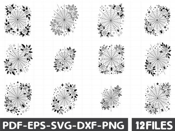 Gothic Spider Web Roses SVG for Crafting and Illustrations