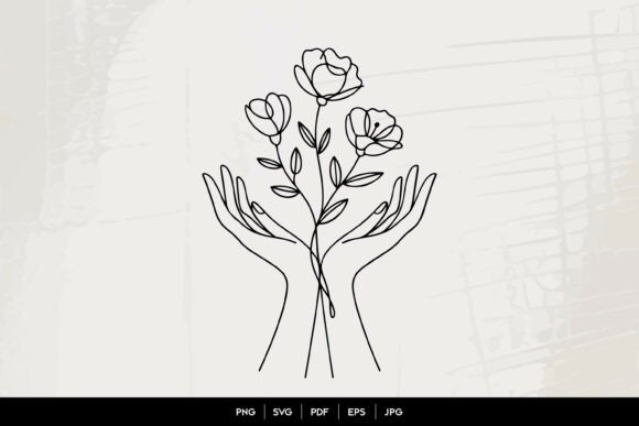 Hands Holding Flowers Line Art SVG for Modern Branding