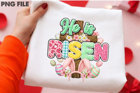 He is Risen Easter with Flowers PNG Graphics