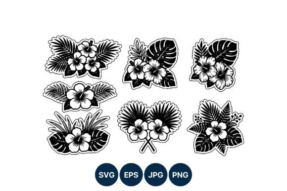 Hibiscus Tropical Flowers Vector Set for Branding