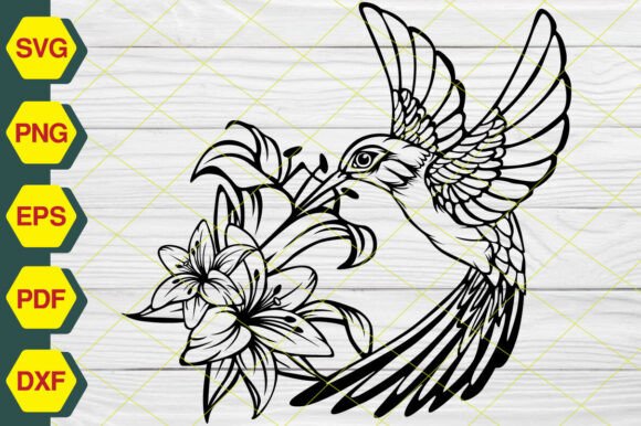 Hummingbird with Flowers SVG EP258 – A Versatile Graphic for Handmade Creations