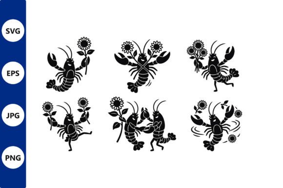 Lobster Flowers Vector Art