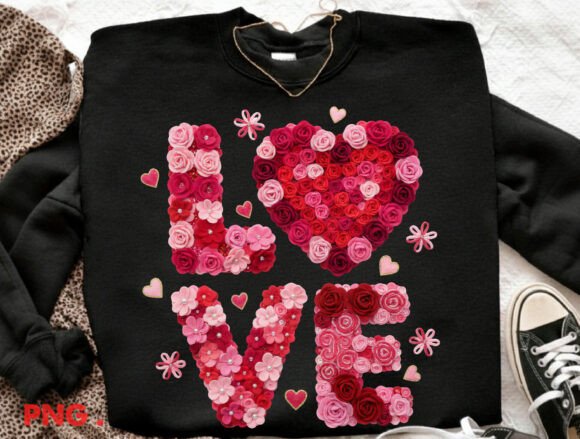 LOVE Roses Alphabet Valentine PNG for Branding and Packaging
