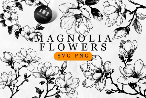 Magnolia SVG - Flowers Line Art SVG