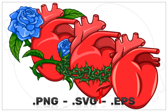 Realistic Heart with Bouquet of Roses Graphics
