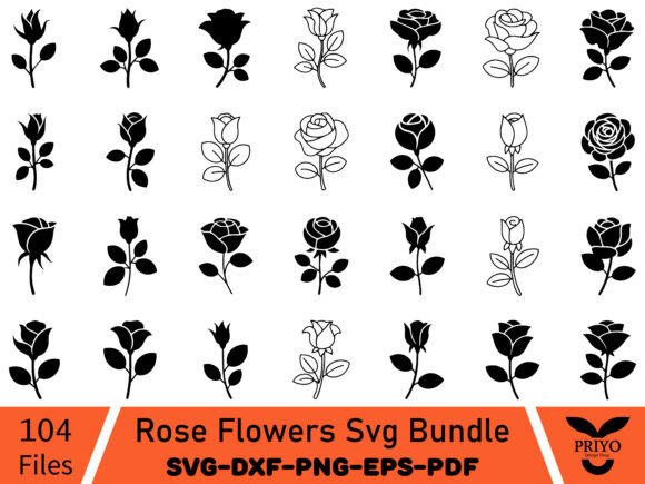 Rose Flowers Svg Bundle for Embroidery Projects