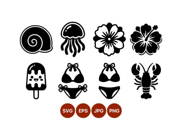 Sea Shell Jellyfish Flowers Bikini Graphics