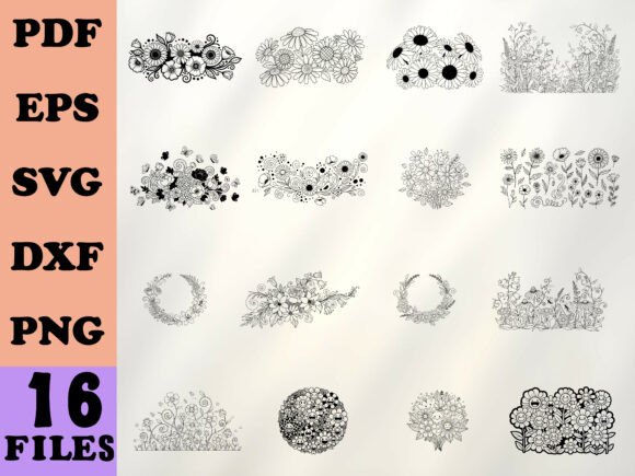Summer Flowers SVG Bundle Graphics