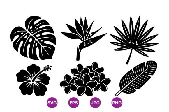 Tropical Leaves and Flowers Graphics