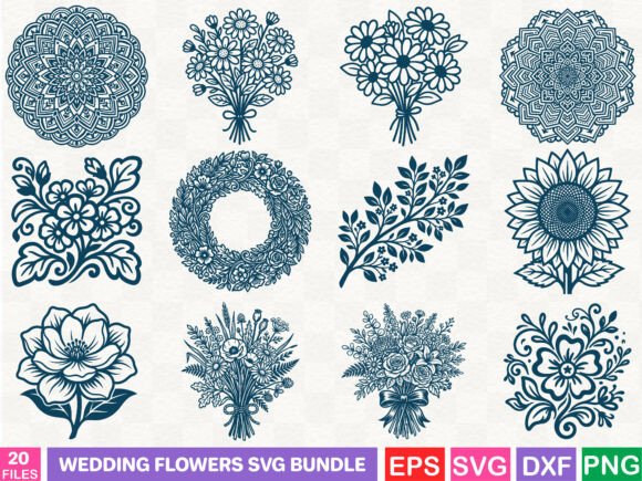 Wedding Flowers SVG Bundle Graphics